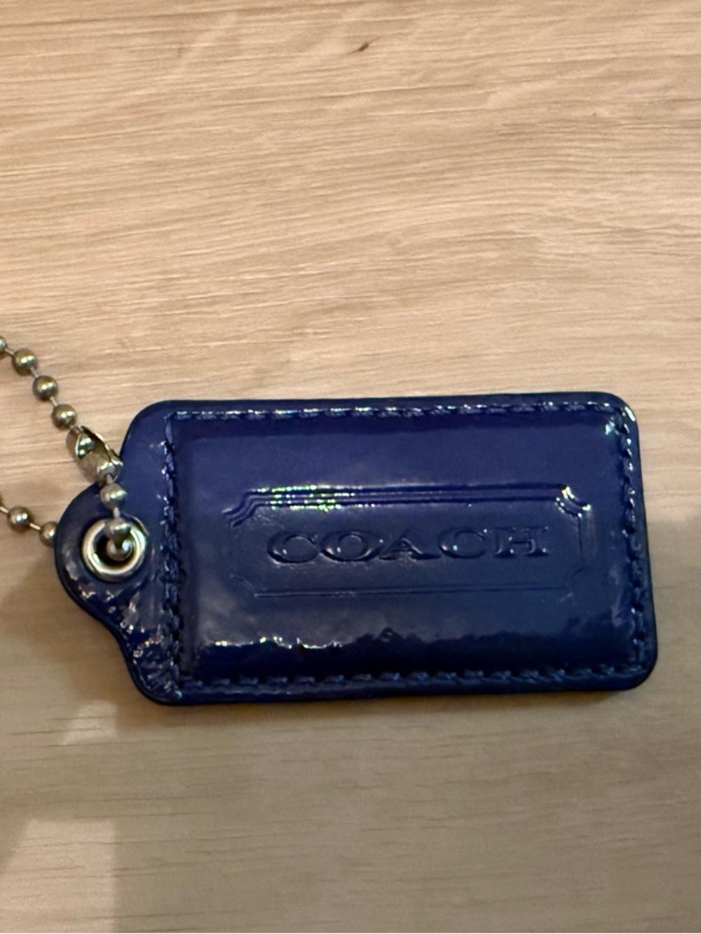 Coach Patent Leather Bag Charm Keychain in Deep Blue - Picture 2 of 4